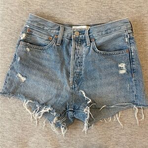Denim Forum Blue Distressed Jean Shorts